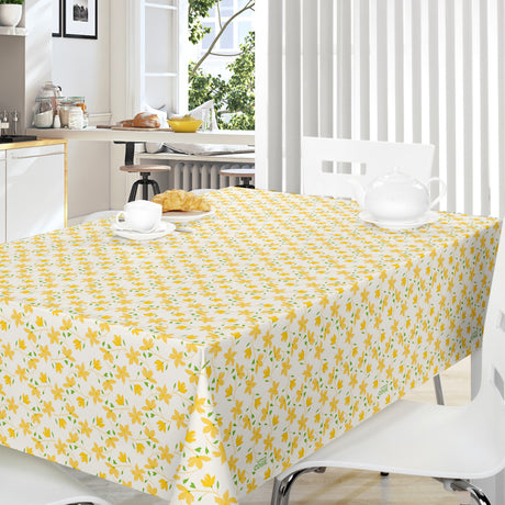 Bloom Bloom Lemonade – 160 cm breite Wachstuch Tischdecke mit Blumen, Ambiente