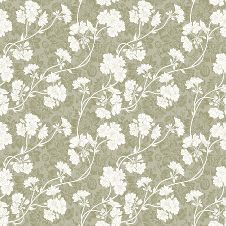 Botanic Green – Leicht geprägte Wachstuch Tischdecke mit Blumen, Muster