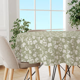 Botanic Green – Runde, leicht geprägte Runde Wachstuch Tischdecke mit Blumen, Ambiente