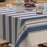 Bretonia, extra starke Wachstuch Tischdecke mit blauen Streifen, Ecke