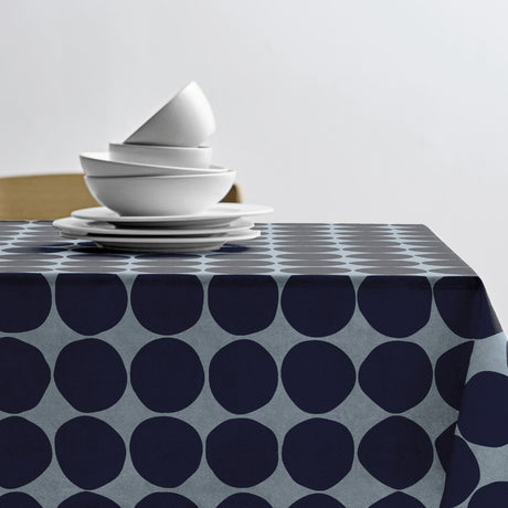 Södahl Bubbles Linen Blue - Abwaschbare Tischdecke aus 100% Baumwolle mit rutschfester Unterseite