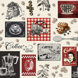 Café – Wachstuch Tischdecke mit Kaffeemotiv, perfekt für Cafés und gemütliche Kaffeemomente, Muster