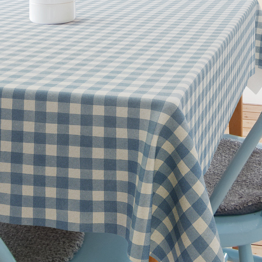 Careaux Blue – Extra starke Wachstuch Tischdecke mit klassischen blauen Karos, Ecke