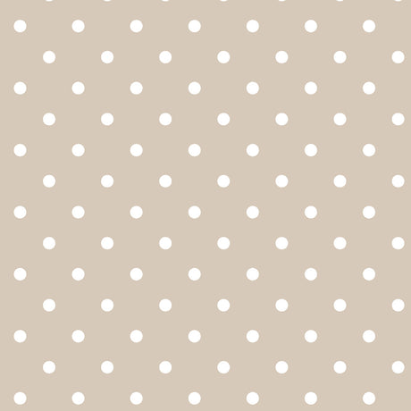 Classic Dot Beige - Wachstuch Tischdecke mit weißen Punkten, Muster