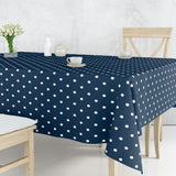Classic Dot Blau - Wachstuch Tischdecke mit weißen Punkten