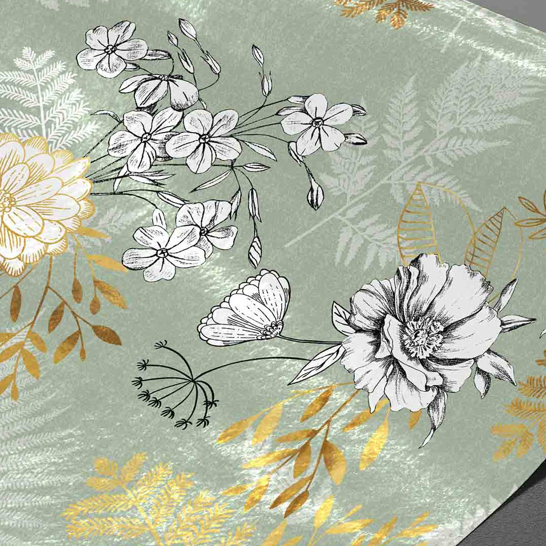 Claudie Sauge Metallic – rundes Runde Wachstuch Tischdecke mit Goldeffekt