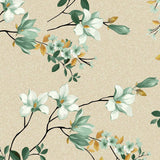 Clematite Vert – florale Wachstuch Tischdecke mit meliertem Grund in warmen Tönen, Muster