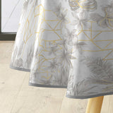 Coconut Metallic - Runde Wachstuch-Tischdecke in Grau mit Golddetails, Ø 155 cm, Kantenband
