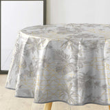 Coconut Metallic - Runde Wachstuch-Tischdecke in Grau mit Golddetails, Ø 155 cm