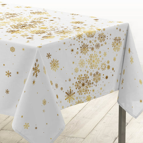 Constellation Weiß/Gold - Weihnachtstischdecke mit Metalldruck, 150 x 240 cm, Ecke