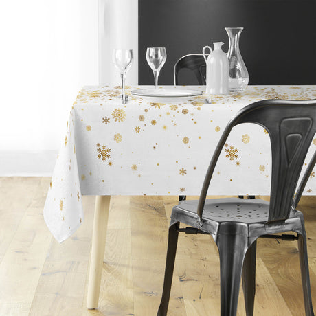 Constellation Weiß/Gold - Weihnachtstischdecke mit Metalldruck, 150 x 300 cm, Ambienteaufnahme