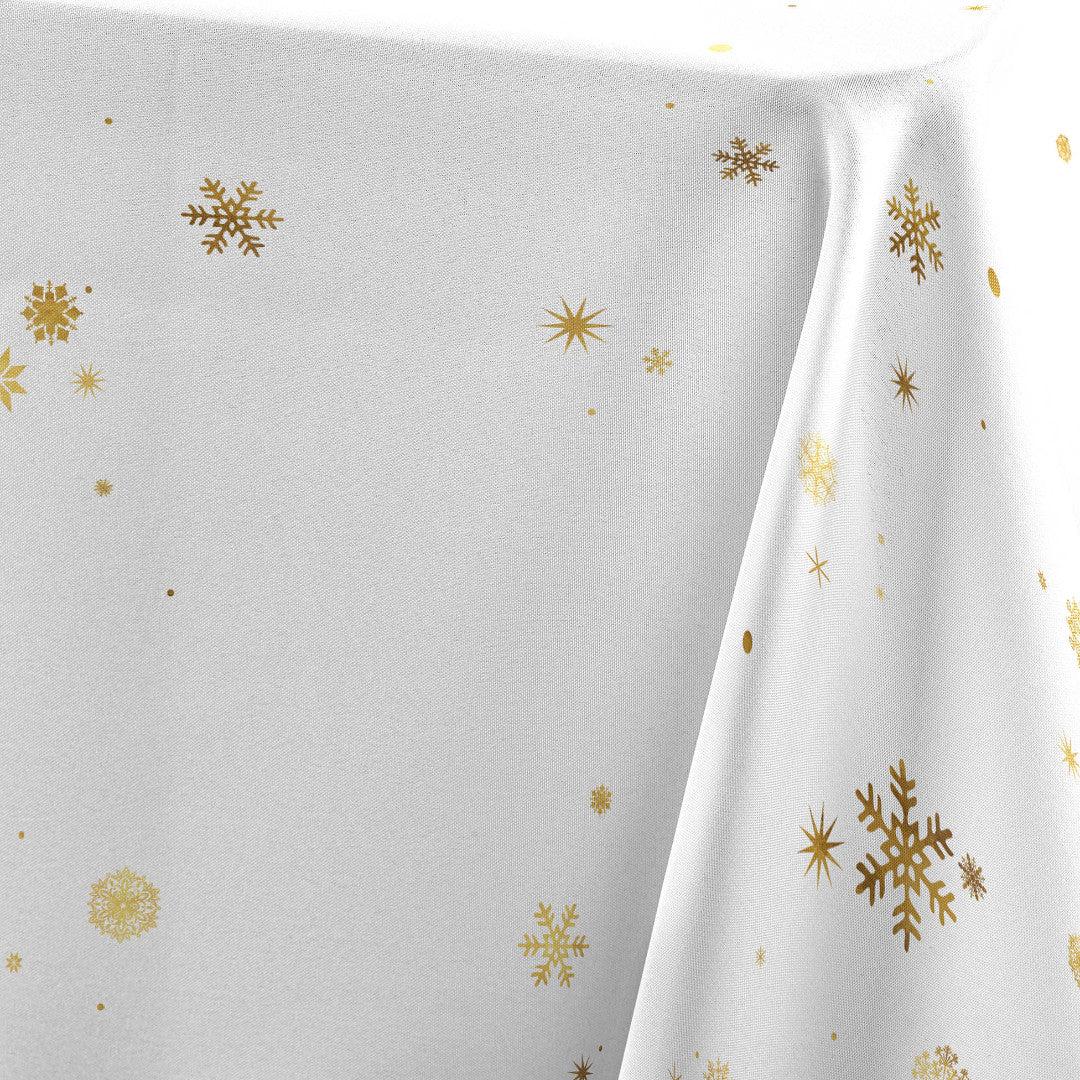 Constellation Weiß/Gold - Weihnachtstischdecke mit Metalldruck, 150 x 300 cm, Muster