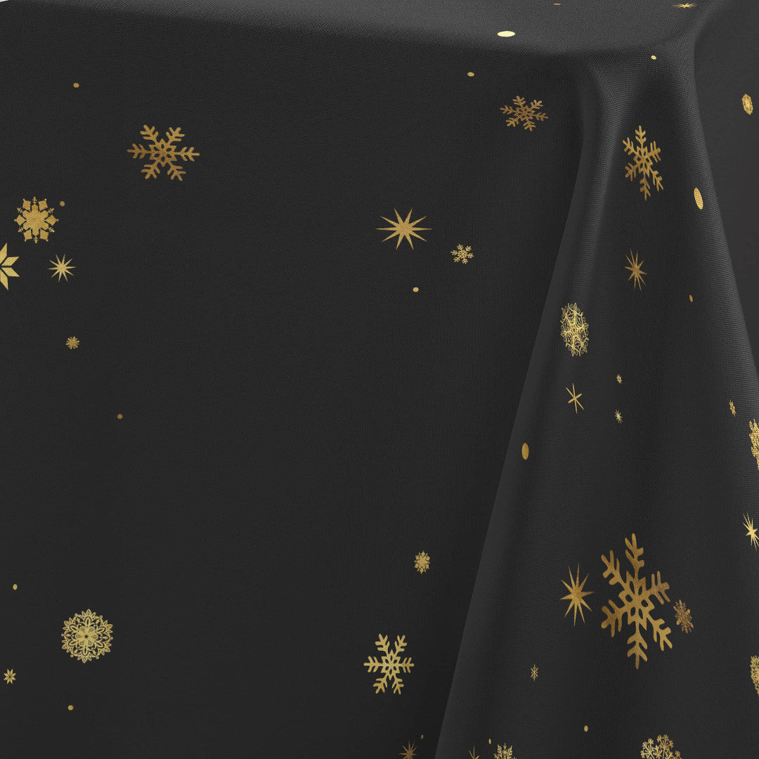 Constellation Schwarz/Gold - Weihnachtstischdecke mit Metalldruck, 150 x 240 cm, Muster