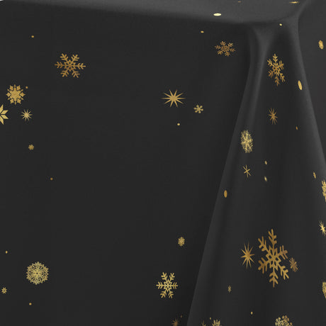 Constellation Schwarz/Gold - Weihnachtstischdecke mit Metalldruck, 150 x 240 cm, Muster