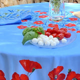 Coquelicot Blau - Runde Provence-Tischdecke Ø 180 cm, Nahaufnahme 1