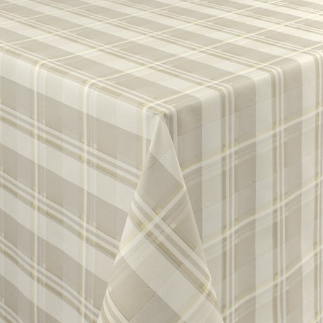 Country Check Sand – Karierte Wachstuch Tischdecke in Textiloptik, Ecke