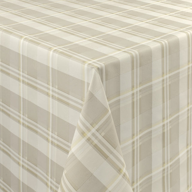 Country Check Sand – Karierte Wachstuch Tischdecke in Textiloptik, Ecke