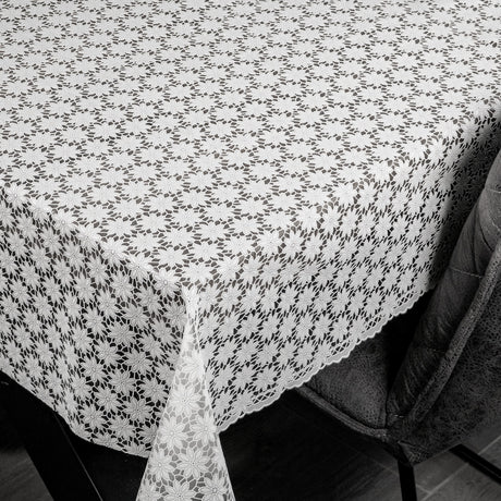 Daisy Lace – Weiße Wachstuch Tischdecke mit kleinen Blumen, Ecke