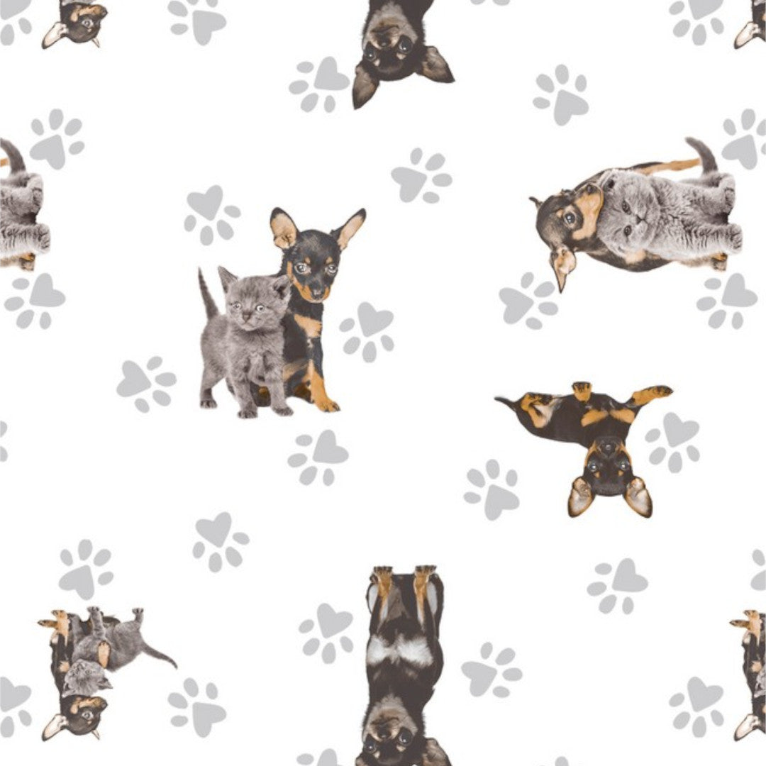 Dandy Grey – Wachstuch Tischdecke mit Hunden und Katzen