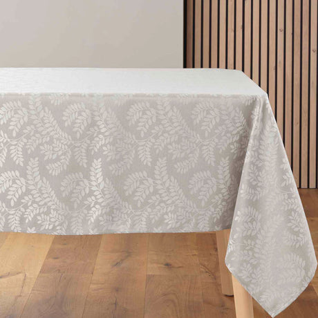 Doriane Taupe – Damasttischdecke mit gewebtem Blattmuster – 140 x 240 cm, Tisch