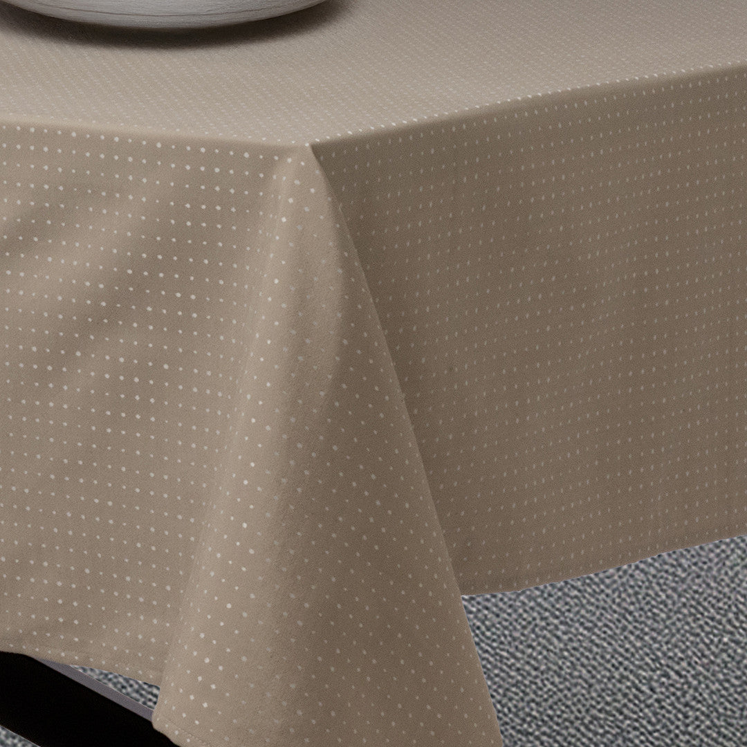 Dotea Beige - Damasttischdecke mit Punkten, 140 x 270 cm, Ecke
