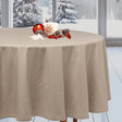 Dotea Beige - Runde Damasttischdecke mit Punkten, Ø 200 cm, Weihnachtsambiente