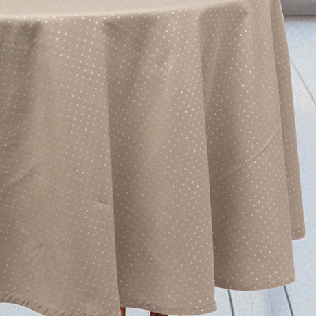 Dotea Beige - Runde Damasttischdecke mit Punkten, Ø 200 cm, Muster
