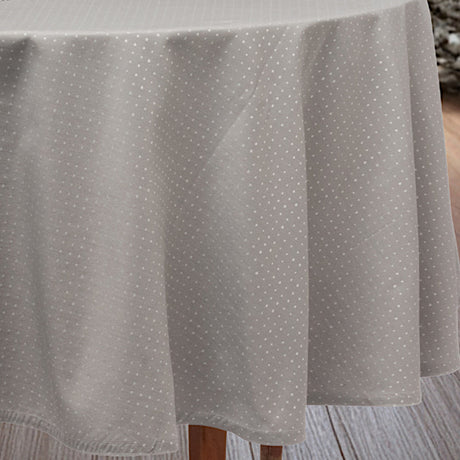 Dotea Grau-Blau – Runde Damasttischdecke mit Punkten, Ø 160 cm, Muster