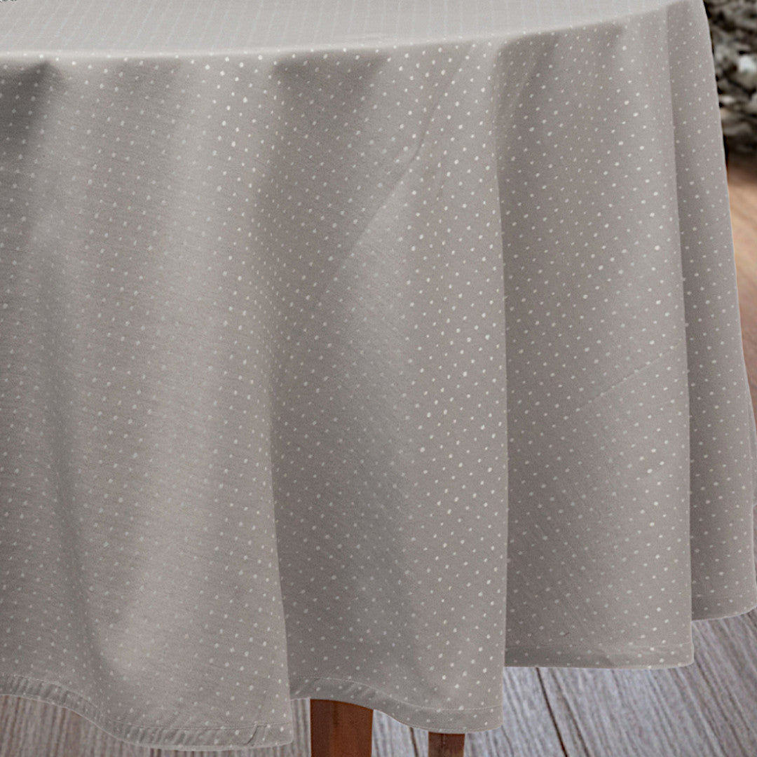 Dotea Grau-Blau - runde Damasttischdecke mit Punkten, Ø 200 cm, Muster