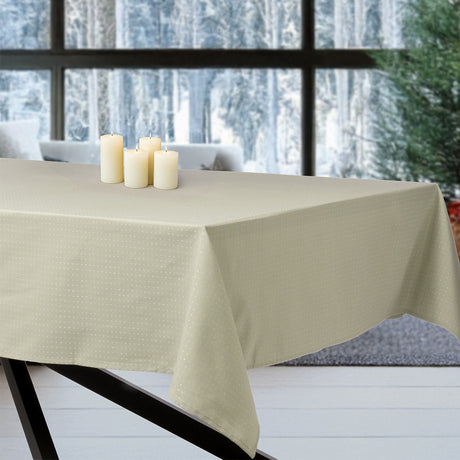 Dotea Sage - Damasttischdecke mit Punkten, 140 x 370 cm, weihnachtliches Ambiente