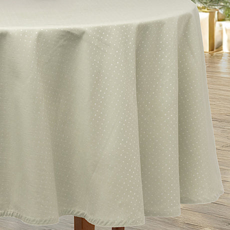 Dotea Sage - Runde Damasttischdecke mit Punkten, Ø 160 cm, Nahaufnahme