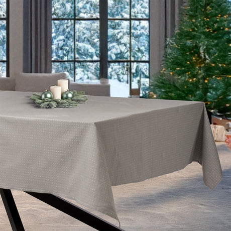 Dotea Graublau - Damasttischdecke mit Punkten, 140 x 220 cm, Weihnachtsambiente