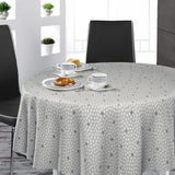 Dotti Earl Grey – Runde Wachstuch-Tischdecke mit grafischem Punktmuster, 160 cm breit