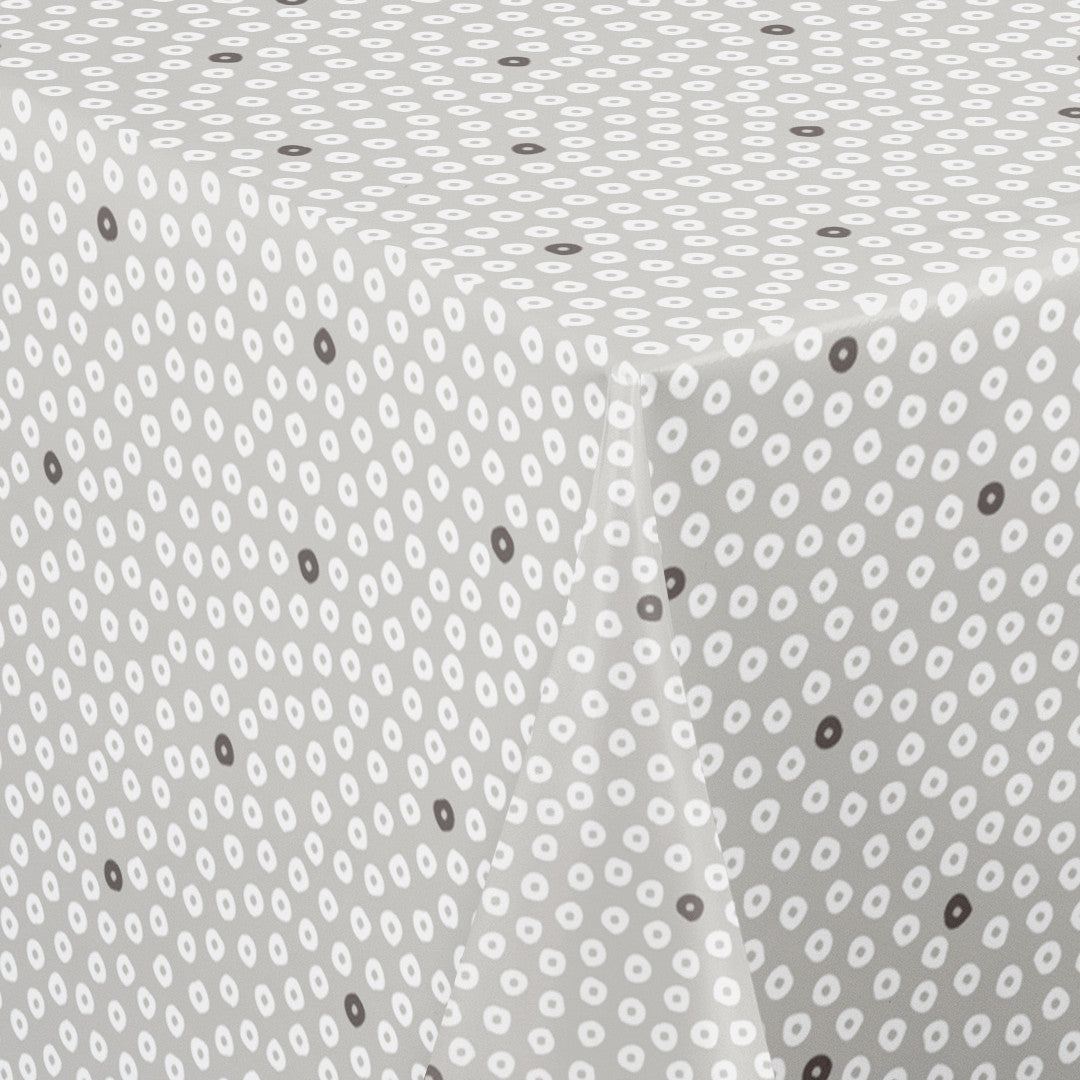 Dotti Earl Grey – Wachstuch Tischdecke mit grafischem Punktmuster, 160 cm breit, Ecke