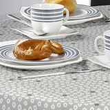 Dotti Earl Grey – Wachstuch Tischdecke mit grafischem Punktmuster, 160 cm breit, Nahaufnahme