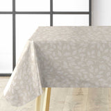 Duchesse – Wachstuch Tischdecke in glatter Leinenoptik mit elegantem Blattmuster, Ecke
