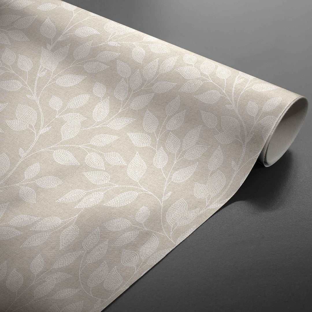 Duchesse – Wachstuch Tischdecke in glatter Leinenoptik mit elegantem Blattmuster, Rolle