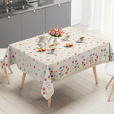 Engblomst Beige – Wachstuch Tischdecke mit Blumenbordüre, Ambiente