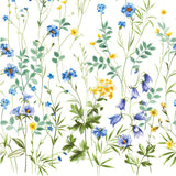 Engblomst Blau – Wachstuch Tischdecke mit feinen Wildblumen