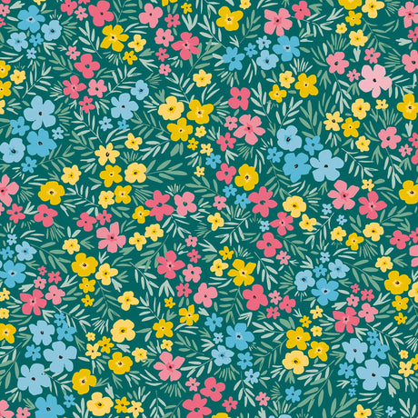 Engblomst Grün – Wachstuch Tischdecke mit leichter Prägung und dichtem Blumenmuster
