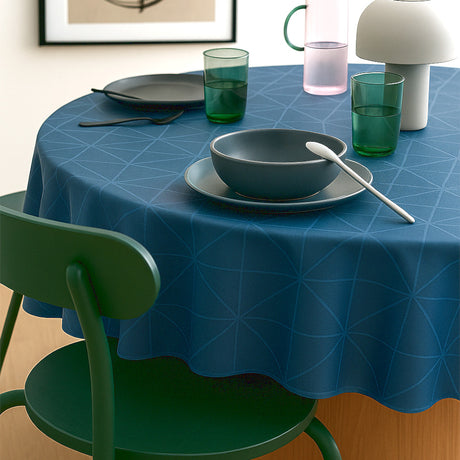 Engholm Tilde Blau – Runde Damast Tischdecke Ø 200 cm