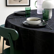Engholm Tilde Schwarz - Damast Tischdecke Ø 200 cm