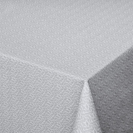 Estes Wellenblatt Hellgrau – abwaschbare Tischdecke mit rutschfester Unterseite, Ecke