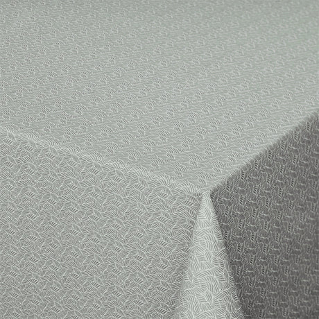 Estes Wellenblatt Staubgrün - abwaschbare Tischdecke mit rutschfester Unterseite, 160 cm breit, Ecke