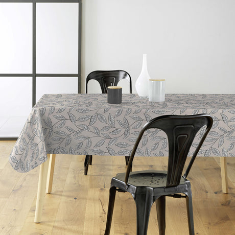 Evora Naturel – Wachstuch Tischdecke mit botanischem Blättermuster, Ambienteaufnahme