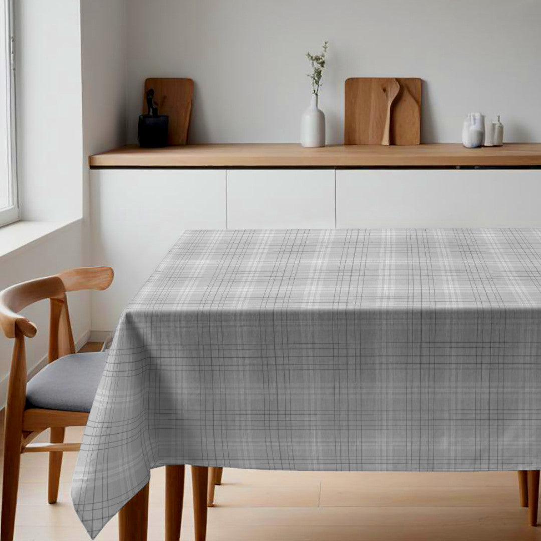 Fade Grau – Wachstuch Tischdecke mit Karomuster in schöner Leinenoptik, Ambiente