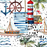 Faro Kystmotiv – abwaschbare Tischdecke mit maritimem Druckmuster, Nahaufnahme