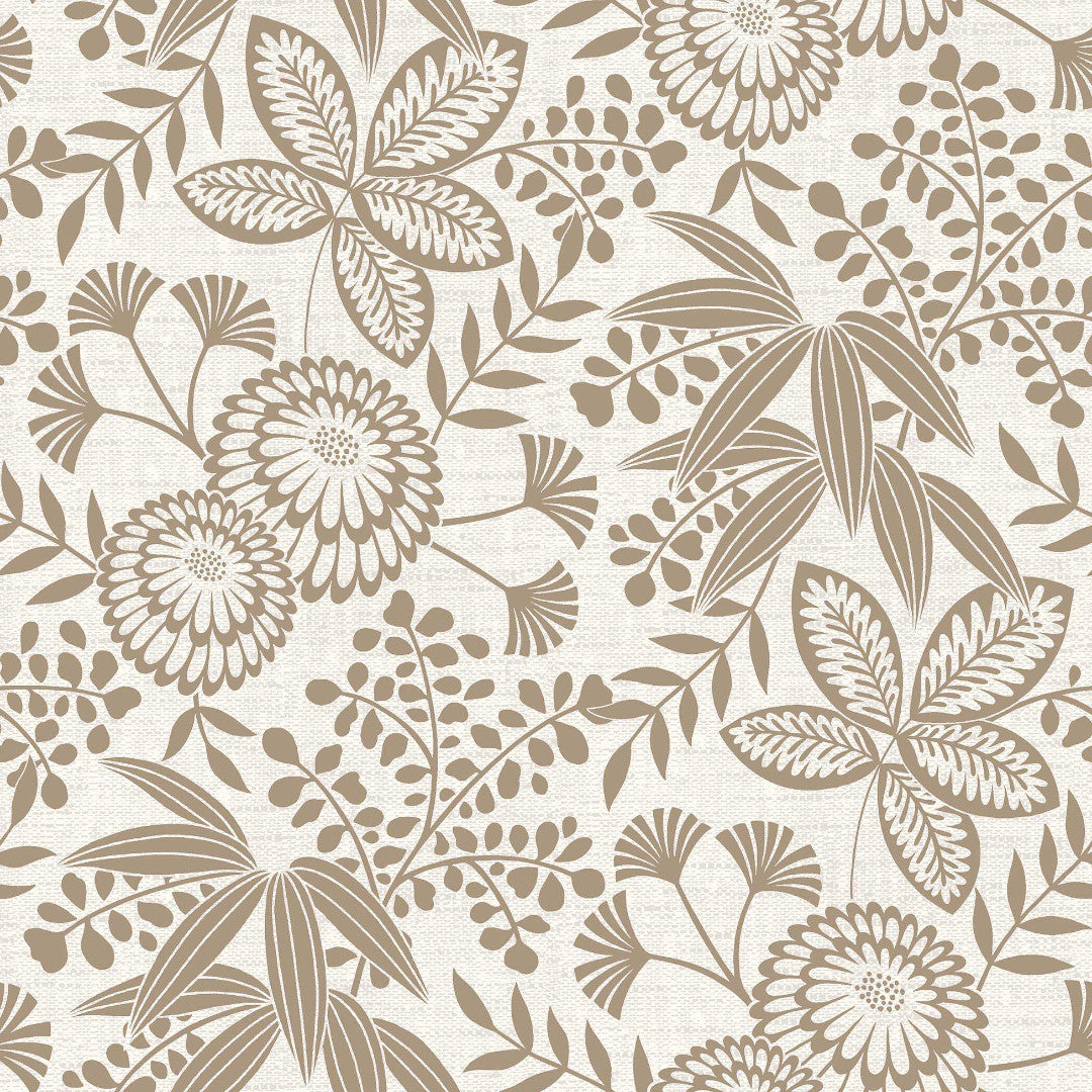 Fleuria Beige – Wachstuch Tischdecke mit botanischem Muster in warmem Beige, Muster