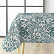 Fleuria Emerald Green - Wachstuch Tischdecke mit botanischem Muster in gedecktem Blaugrün
