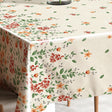 Flora Sand – Geprägte Wachstuch Tischdecke mit Blumenbordüre, Ecke